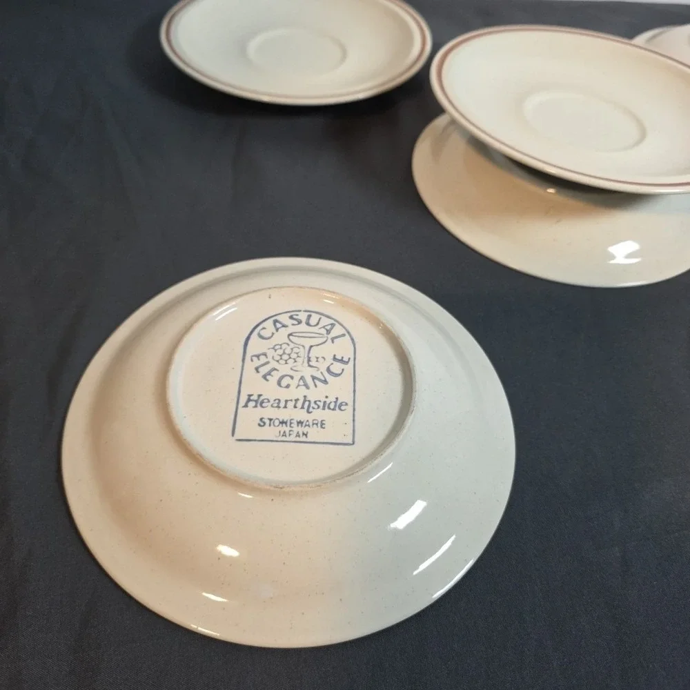 Hearthside Casual Elegance Brown Stripe Stoneware‎ bread plate 6 Pieces
